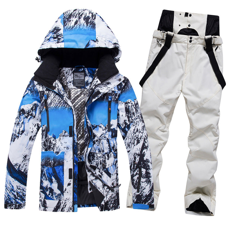 Letter Printed  Ski Jacket and Bib Pants for Women 