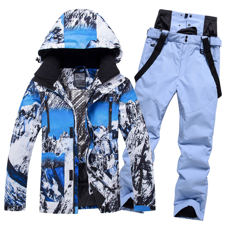 Men Insulated Skiing Snowboarding Set Jacket & Bibs Pants