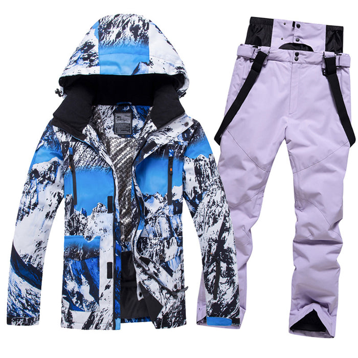 Men Insulated Skiing Snowboarding Set Jacket & Bibs Pants