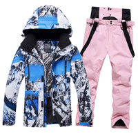 Men Insulated Skiing Snowboarding Set Jacket & Bibs Pants