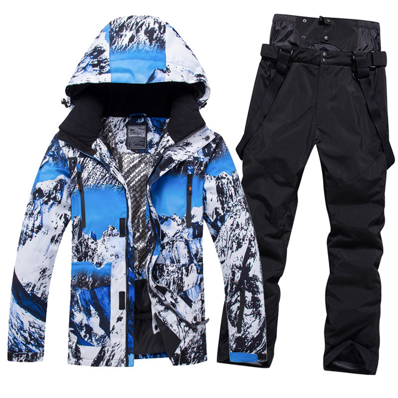 Men Insulated Skiing Snowboarding Set Jacket & Bibs Pants