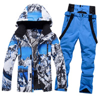 Men Insulated Skiing Snowboarding Set Jacket & Bibs Pants