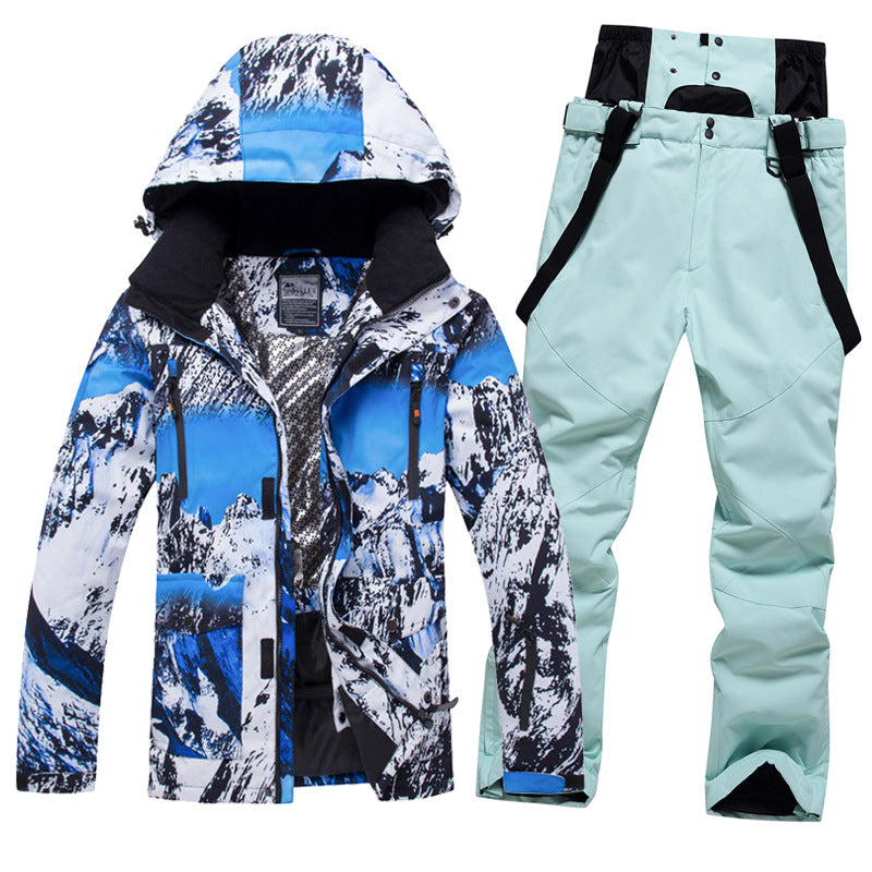 Men Insulated Skiing Snowboarding Set Jacket & Bibs Pants