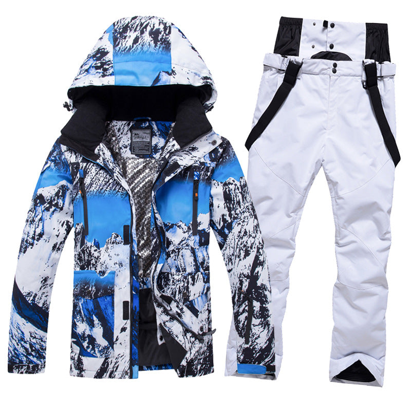 Men Insulated Skiing Snowboarding Set Jacket & Bibs Pants