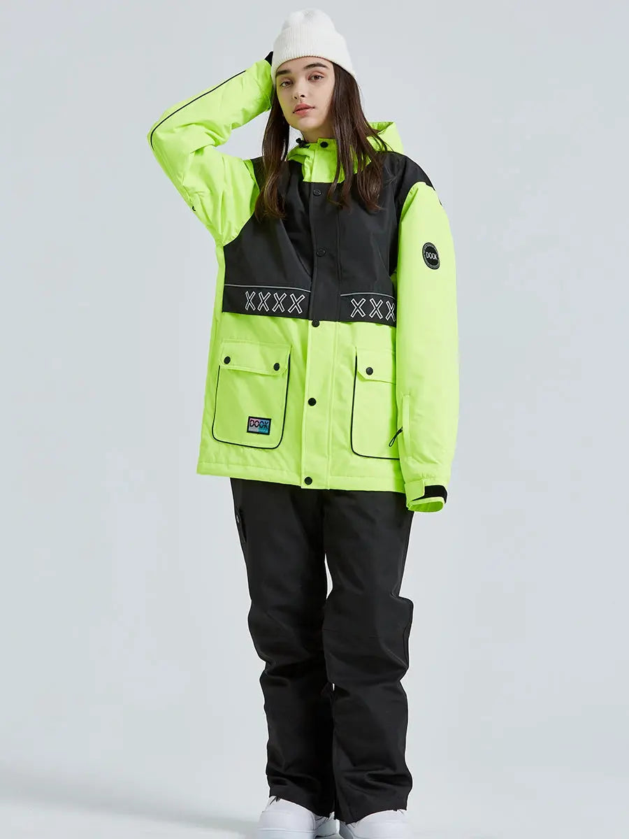 Couple Windproof Women Ski Snowboarding Cargo Jacket 