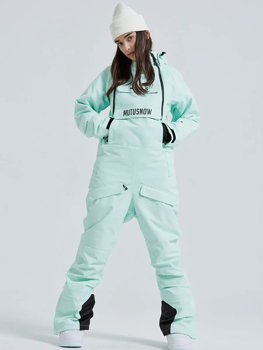 Cute One Piece Snowsuits Overalls Couple Outdoor Skiing Jumpsuits