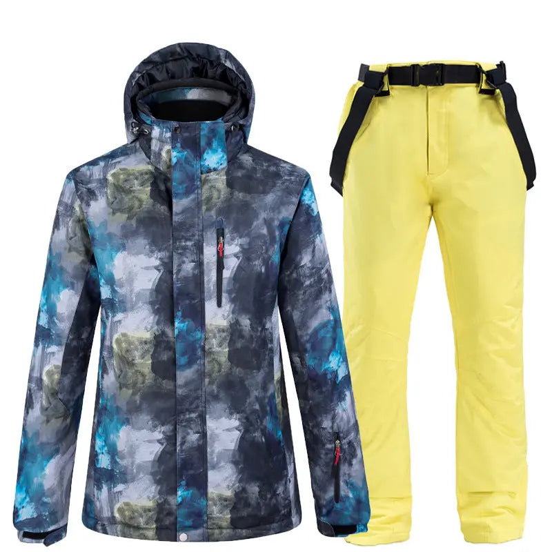 Detachable Hooded Men Ski Snowboard Jackets and Pants Riuiyele