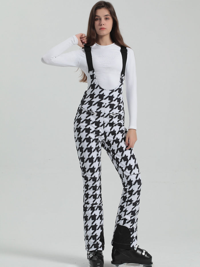 Houndstooth Slim Salopette Ski Pants