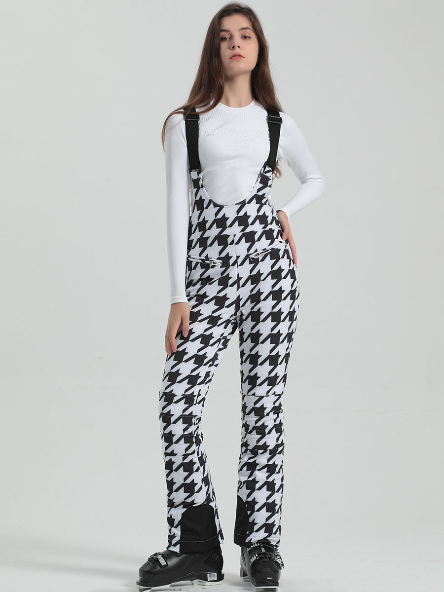 Houndstooth Slim Salopette Ski Pants