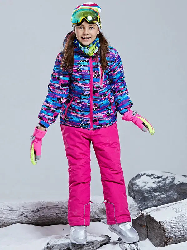 Girls Windproof Waterproof Ski Jacket & Pants Snowsuits