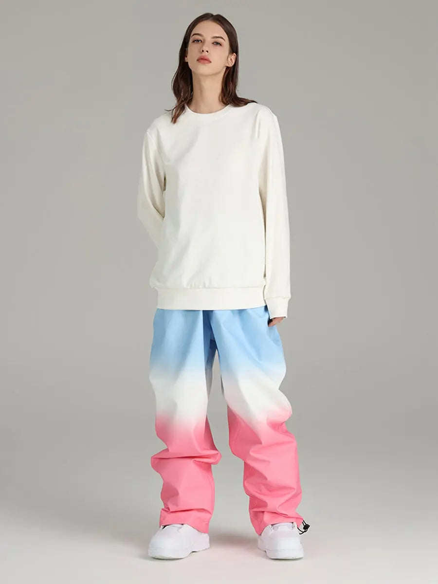 Gradient Design Baggy Snow Pants Outdoor Snowwear - RIUIYELE