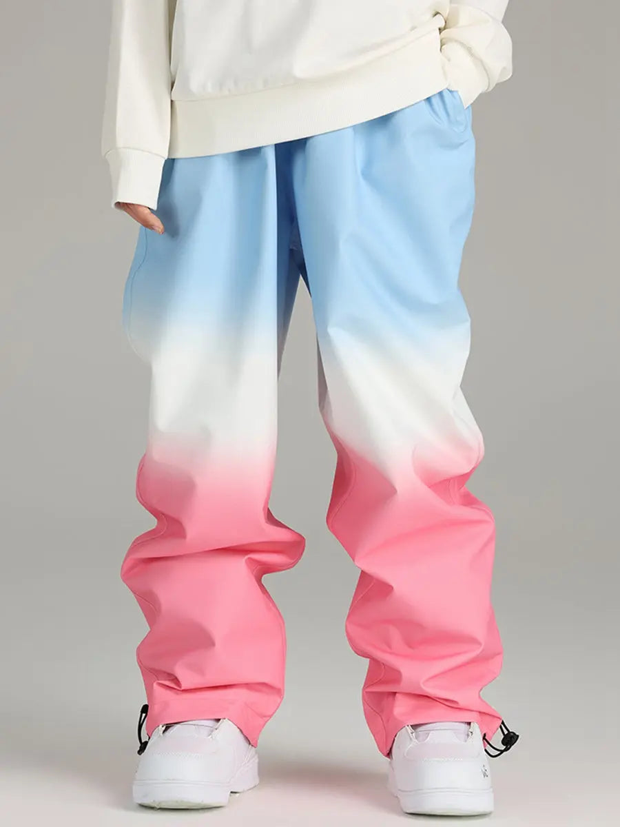 Gradient Design Baggy Snow Pants Outdoor Snowwear - RIUIYELE