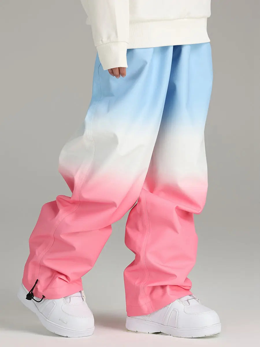 Gradient Design Baggy Snow Pants Outdoor Snowwear - RIUIYELE