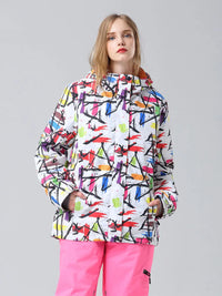 Graffiti Printed Ski Snowsports Insulated Jacket Riuiyele