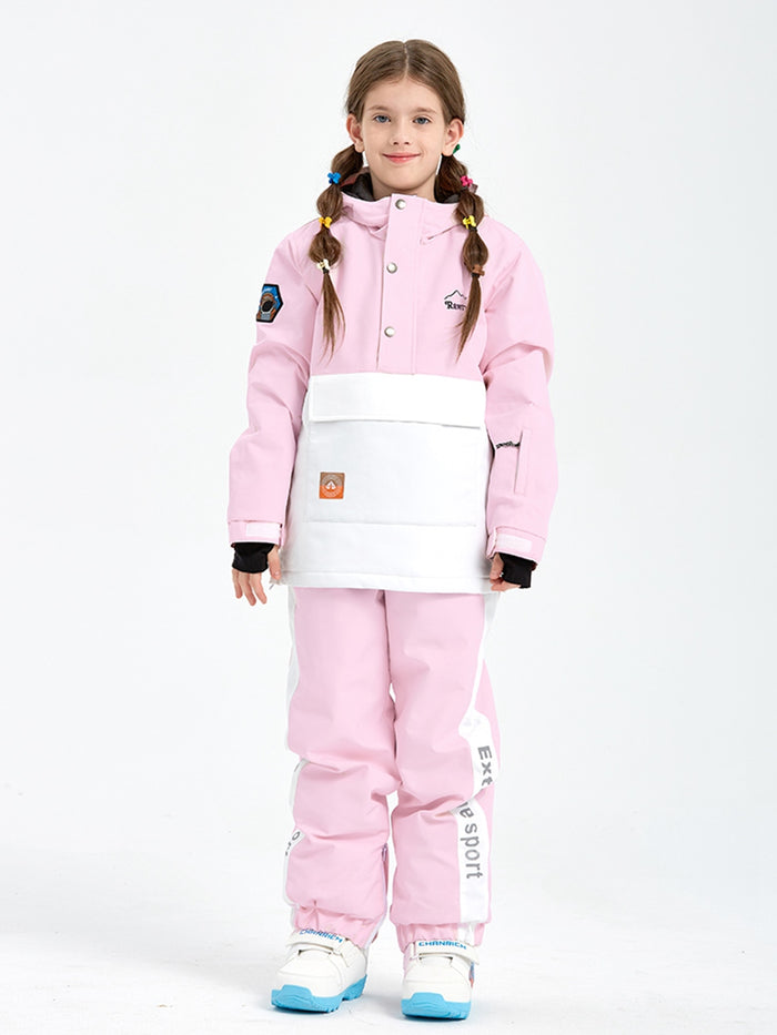 Girls Color Blocked Pullover Snow Jackets & Pants