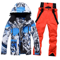 Men Insulated Skiing Snowboarding Set Jacket & Bibs Pants Riuiyele