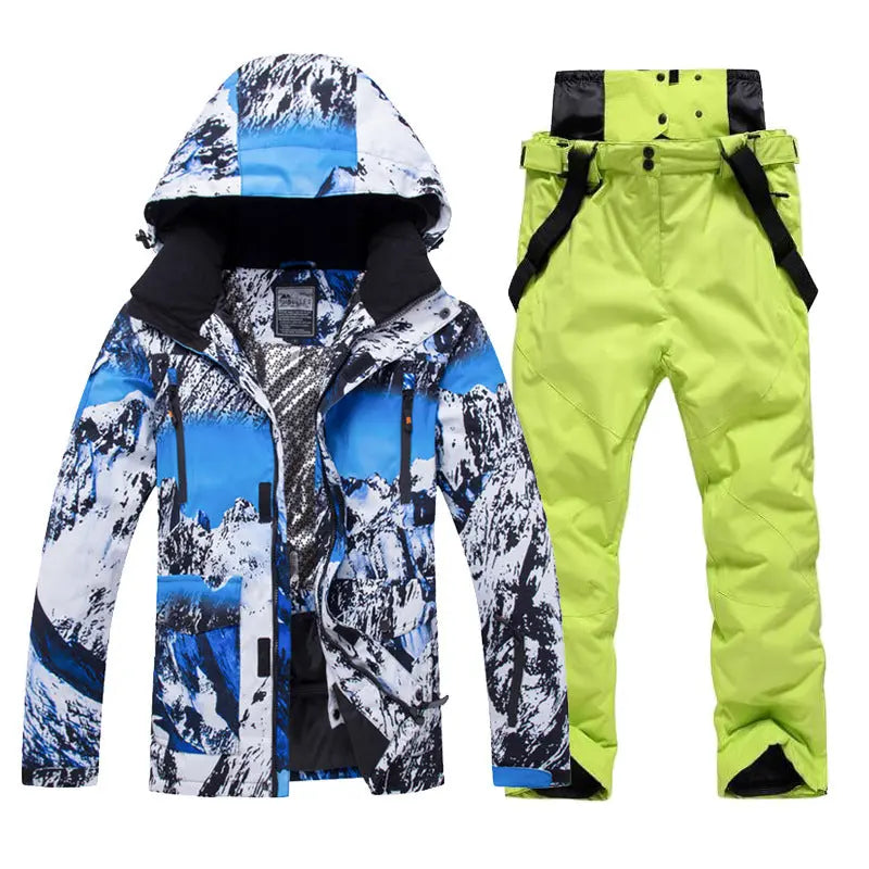 Men Insulated Skiing Snowboarding Set Jacket & Bibs Pants Riuiyele