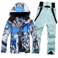 Men Insulated Skiing Snowboarding Set Jacket & Bibs Pants Riuiyele