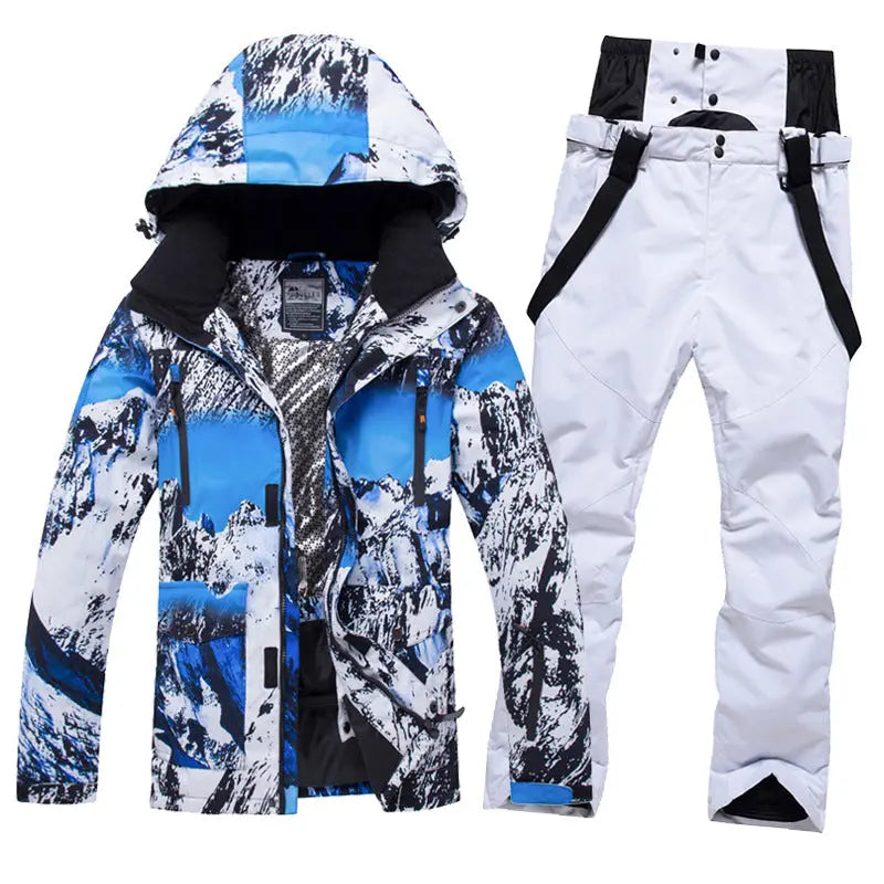 Men Insulated Skiing Snowboarding Set Jacket & Bibs Pants Riuiyele