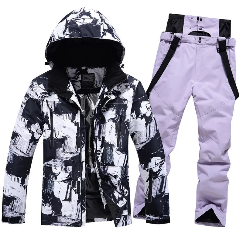 Men Insulated Snowboarding Jacket & Ski Bibs 2 Pieces Riuiyele