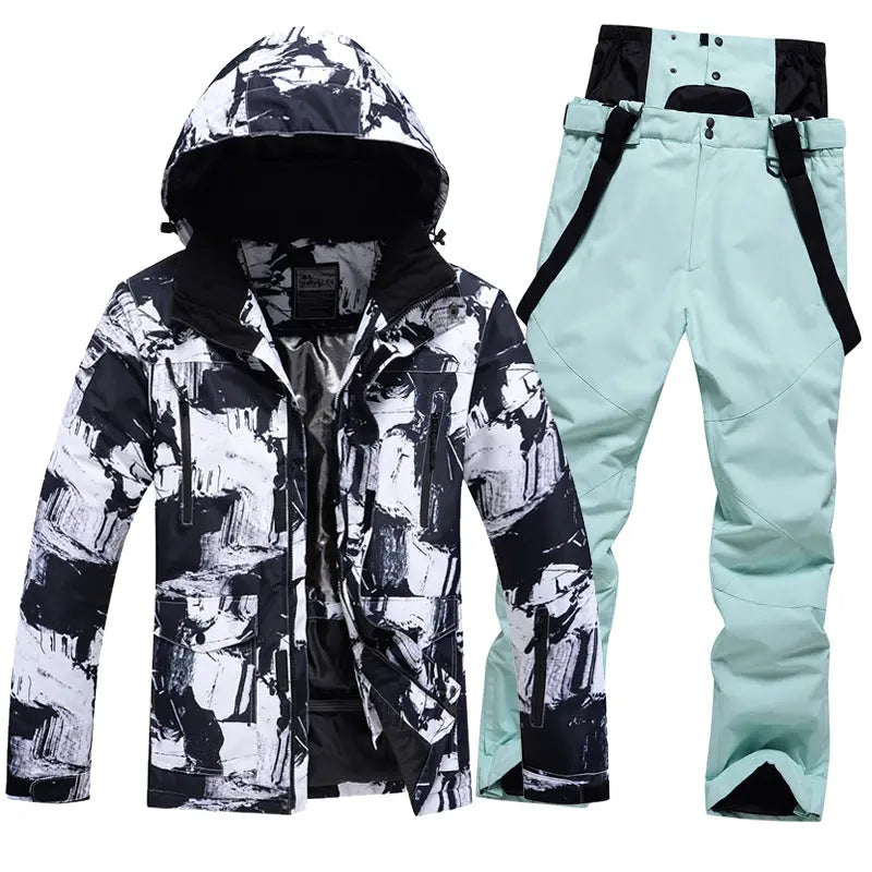 Men Insulated Snowboarding Jacket & Ski Bibs 2 Pieces Riuiyele