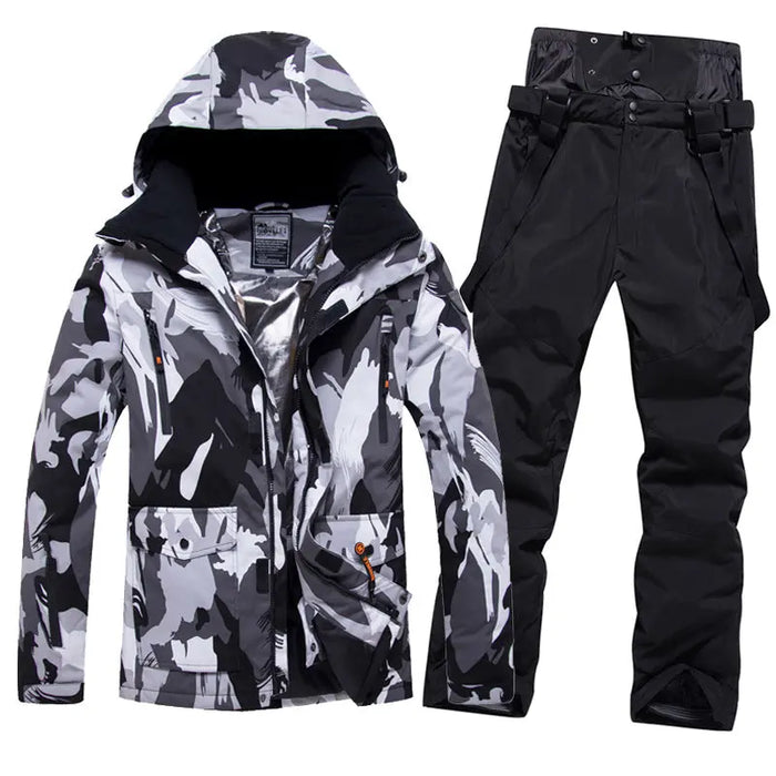 Men's Winter Windproof Snowsuit Snowboard Jacket and Ski Pants Riuiyele