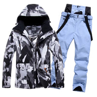 Men's Winter Windproof Snowsuit Snowboard Jacket and Ski Pants Riuiyele