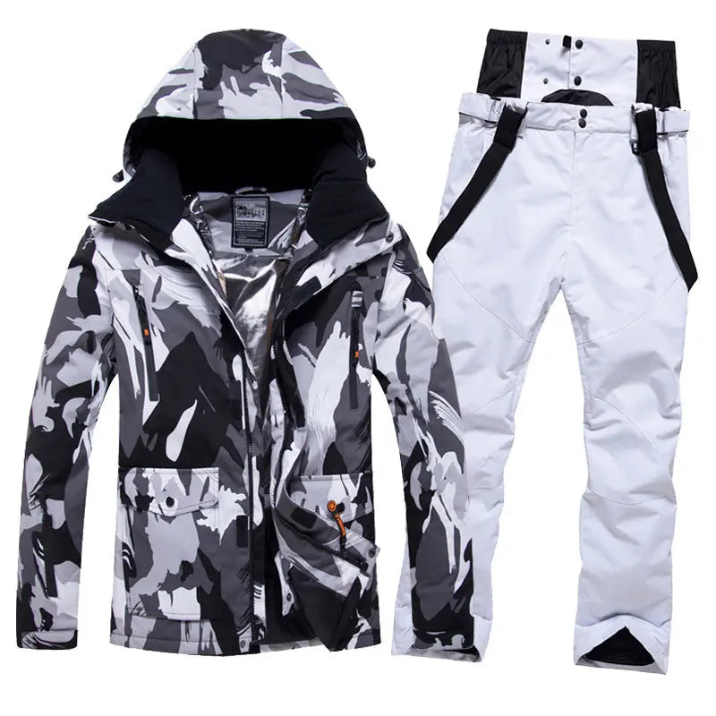 Men's Winter Windproof Snowsuit Snowboard Jacket and Ski Pants Riuiyele