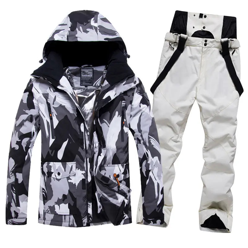 Men's Winter Windproof Snowsuit Snowboard Jacket and Ski Pants Riuiyele