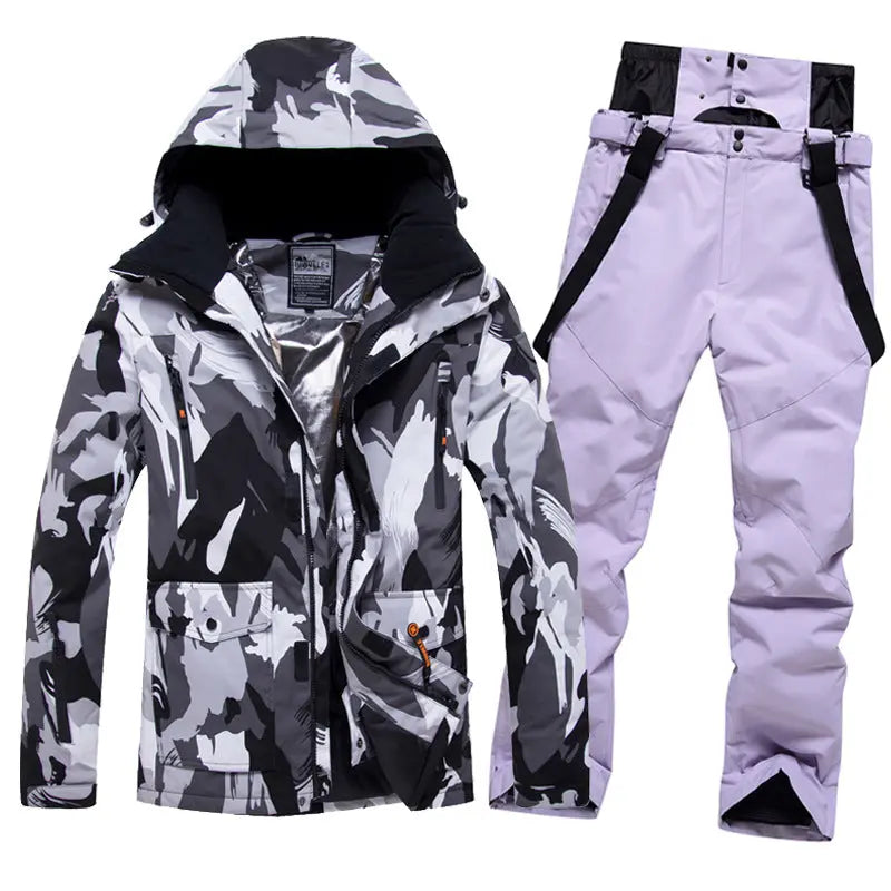 Men's Winter Windproof Snowsuit Snowboard Jacket and Ski Pants Riuiyele