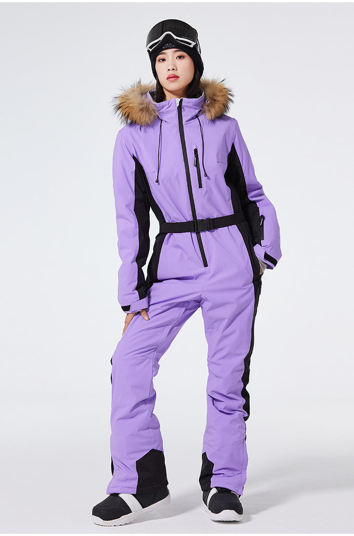 Fur Collar One Piece Ski Suits Jumpsuits 