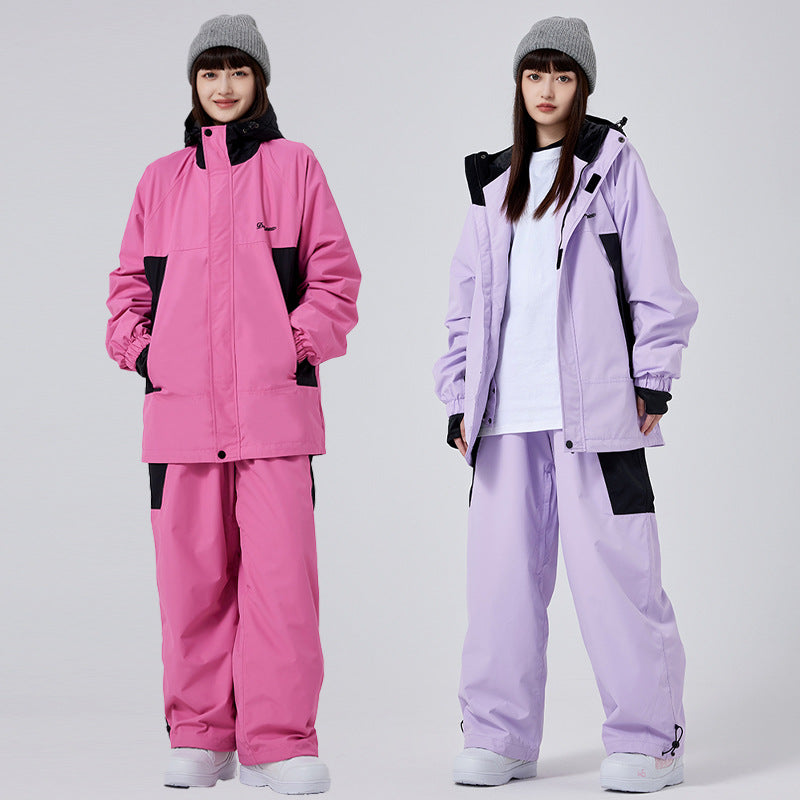 Female Pro Warm Skiing Suit Set Winter Snow Tracksuit