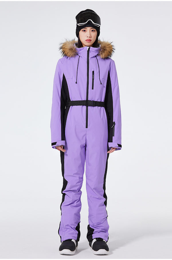 Fur Collar One Piece Ski Suits Jumpsuits 