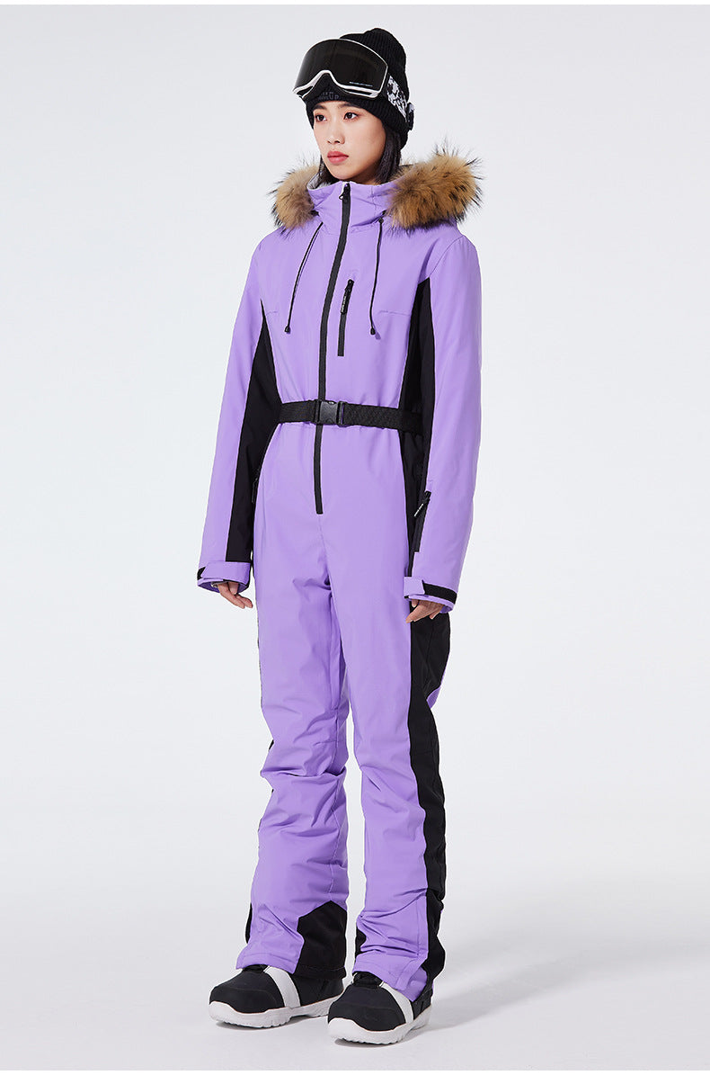 Fur Collar One Piece Ski Suits Jumpsuits 