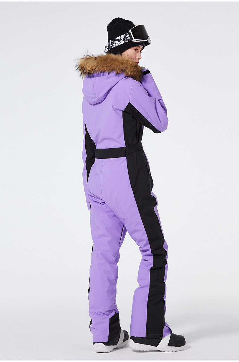 Fur Collar One Piece Ski Suits Jumpsuits 