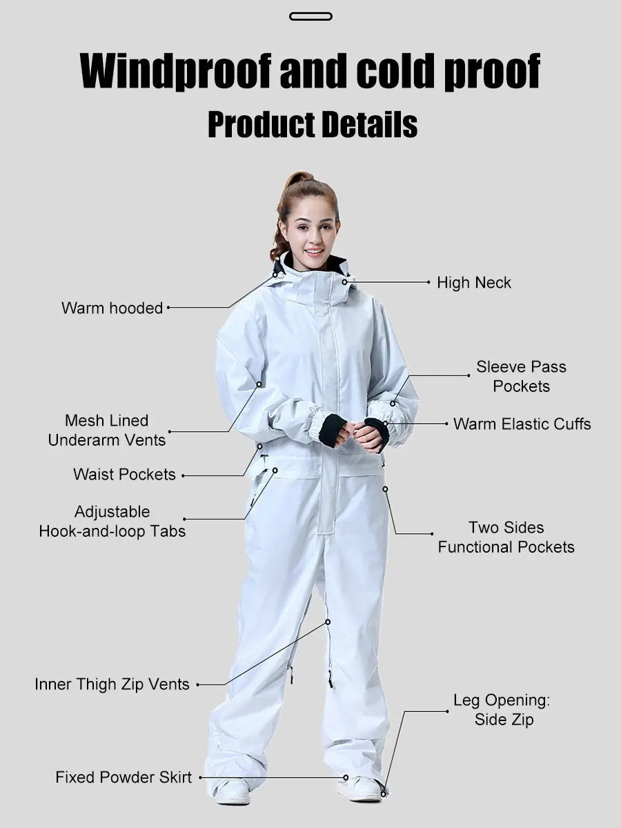 One Piece Overalls Ski Suits Downhill Snowboard Jumpsuits