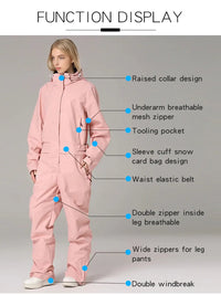 Outdoor One Piece Ski Suits Waterproof Snowsuits