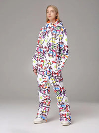 Printed One Piece Ski Suits Ski Onesies