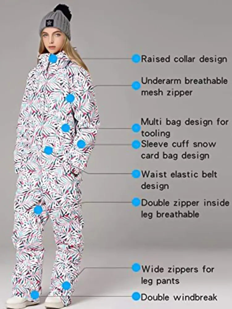 Printed One Piece Ski Suits Ski Onesies