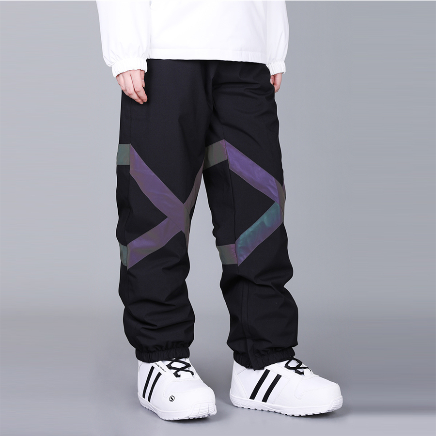 Unisex High Waist Snow Ski Pants Reflective Sportswear 