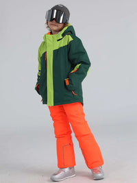 Riuiyele Boys Hooded Skiing Snowboarding Jacket & Pants Set 