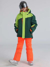 Riuiyele Boys Hooded Skiing Snowboarding Jacket & Pants Set 