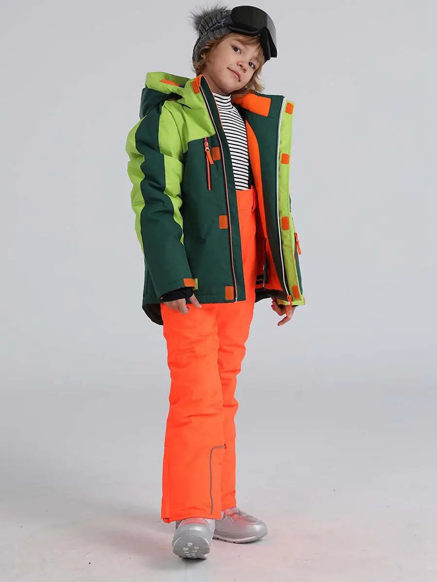 Riuiyele Boys Hooded Skiing Snowboarding Jacket & Pants Set 