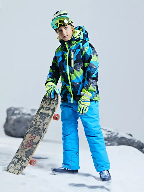 Boys Winter Windproof Waterproof Ski Jacket and Pants