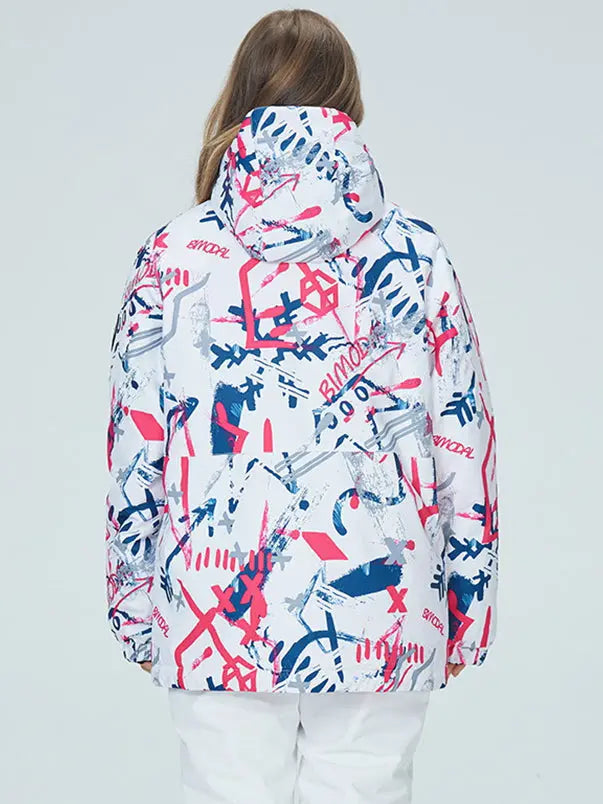 Riuiyele Breathable Women Graffiti Print Ski Jacket 