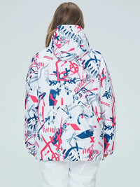 Riuiyele Breathable Women Graffiti Print Ski Jacket 