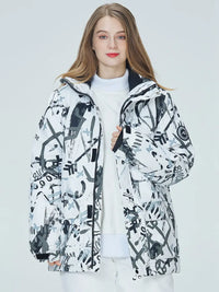 Riuiyele Breathable Women Graffiti Print Ski Jacket 