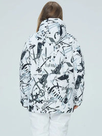 Riuiyele Breathable Women Graffiti Print Ski Jacket 