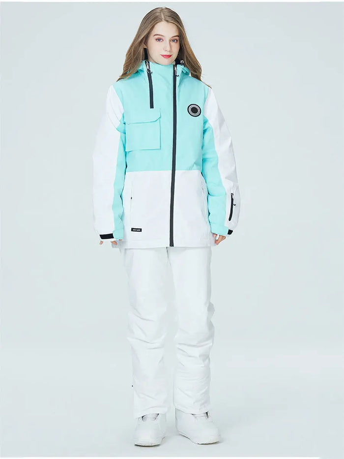 Riuiyele Colorblock Women Ski Jacket & Bib Pants 