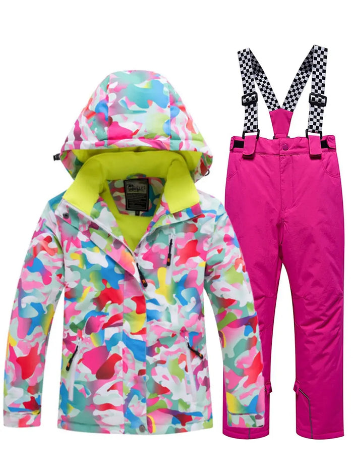 Riuiyele Girl Hooded Snow Ski Insulated Set 